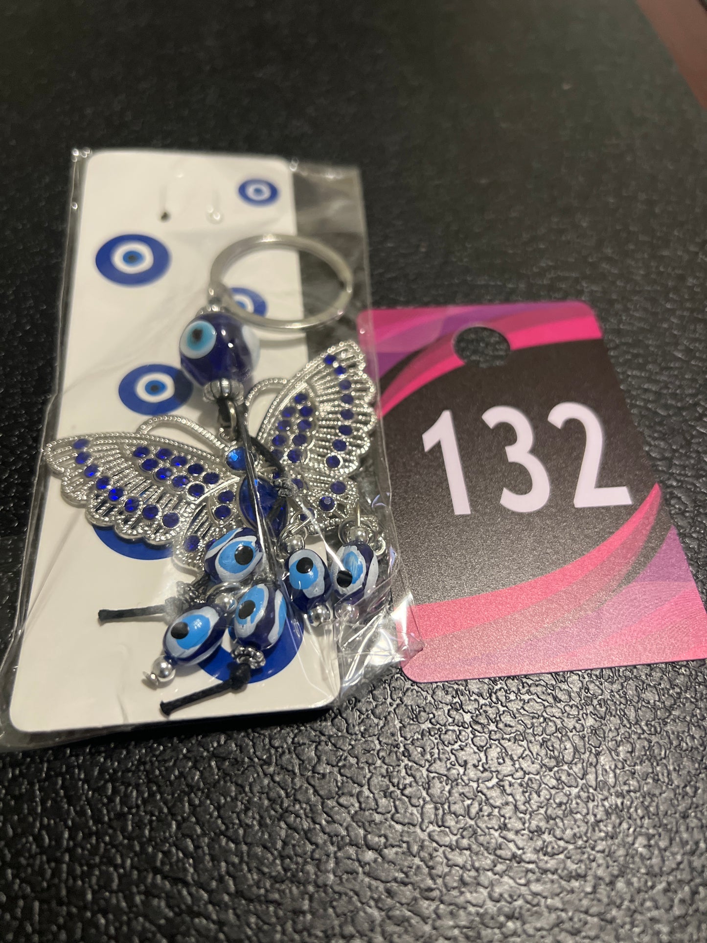 #132 Butterfly Evil Eye Keychain