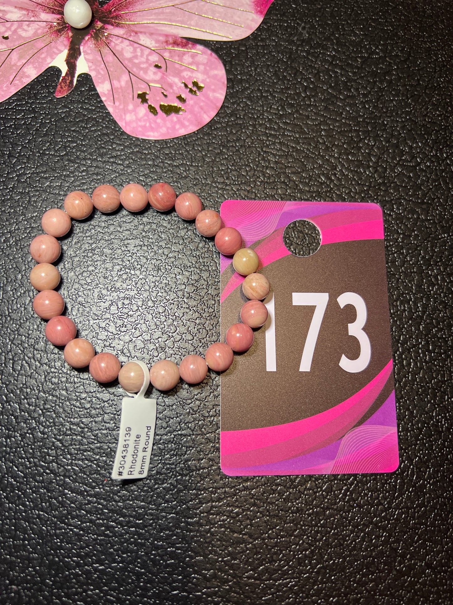 #173 Rhodonite 8mm Round Bracelet